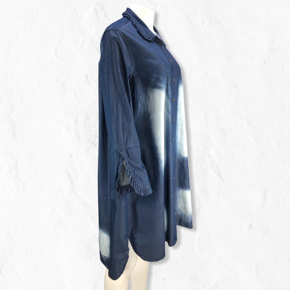 NWOT Denim Easel Distressed Button Up Shirt Dress - Picture 2 of 14